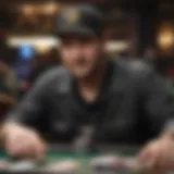 Phil Hellmuth at a poker table showcasing his signature playing style