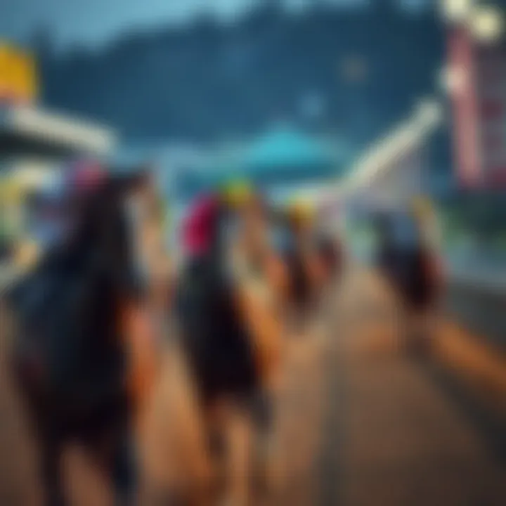 A close-up of a horse racing in action