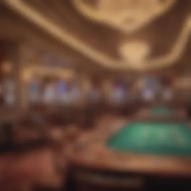 Elegant casino interior showcasing gaming tables